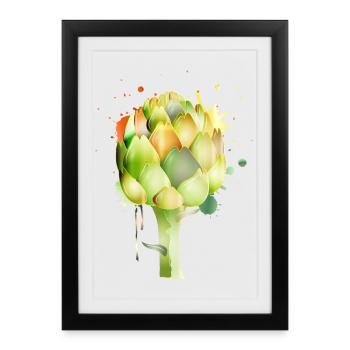 Graffiti d’artichaut aux couleurs fraîches - Affiche encadrée (27 × 37 cm) - noir - Devant