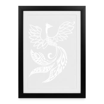 White phoenix bird - Framed poster (27 × 37 cm) - black - Front