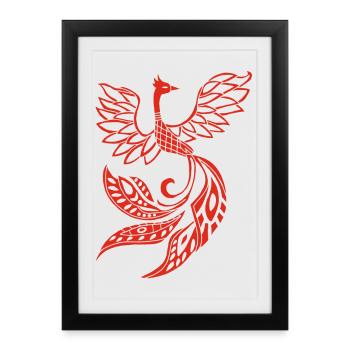 Red phoenix bird - Framed poster (27 × 37 cm) - black - Front