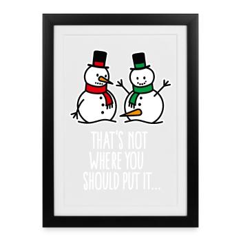 Bonhomme de neige de Noël effronté, sale et drôle - Affiche encadrée (27 × 37 cm) - noir - Devant