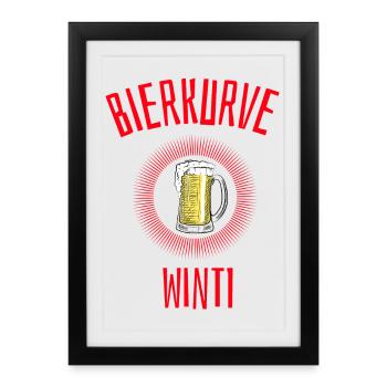 Bierkurve, FC Winterthur, Winterthur - Gerahmtes Poster (27 × 37 cm) - Schwarz - Vorne