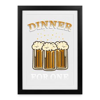 Dîner pour une | Funny Beer Design - Réveillon du Nouvel An - Affiche encadrée (27 × 37 cm) - noir - Devant