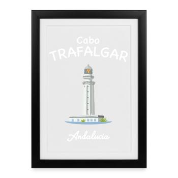Phare Cap de Trafalgar, Andalousie, Espagne - Affiche encadrée (27 × 37 cm) - noir - Devant