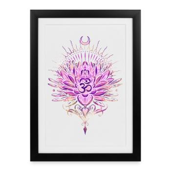 Lotus Lotus Fleur Om Symbole - Affiche encadrée (27 × 37 cm) - noir - Devant