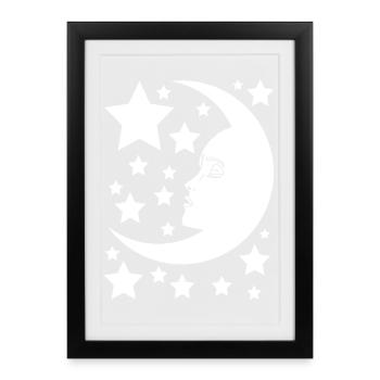 La lune au féminin - Affiche encadrée (27 × 37 cm) - noir - Devant