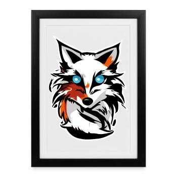Blauäugiger Fuchs Icon - Gerahmtes Poster (27 × 37 cm) - Schwarz - Vorne