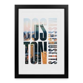 Boston Downtown Skyline Motif - Framed poster (27 × 37 cm) - black - Front