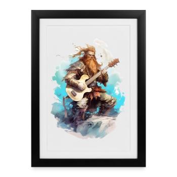 Viking Guitar Rocker Musician Guitarist - Framed poster (27 × 37 cm) - black - Front