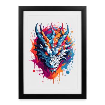 Cool Dragon - Affiche encadrée (27 × 37 cm) - noir - Devant