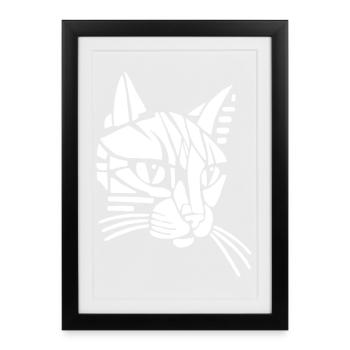 White tribal cat - Framed poster (27 × 37 cm) - black - Front