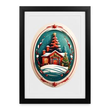 Cabane de Noël - Affiche encadrée (27 × 37 cm) - noir - Devant