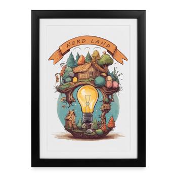 Nerd Land - Affiche encadrée (27 × 37 cm) - noir - Devant