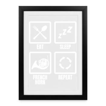 Manger Dormir Cor Français Répéter - Affiche encadrée (27 × 37 cm) - noir - Devant