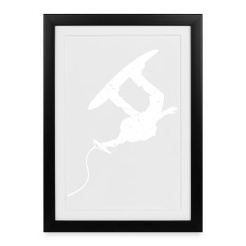 Stunt, Water Skiing, Surfing, Wakeboard, Kitesurfer - Framed poster (27 × 37 cm) - black - Front