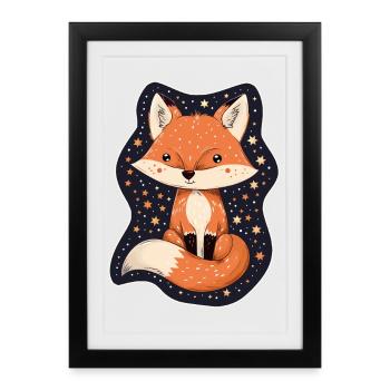 Fox with stars - Framed poster (27 × 37 cm) - black - Front