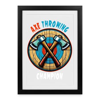 Hache à lancer une hache Sport Design - Affiche encadrée (27 × 37 cm) - noir - Devant