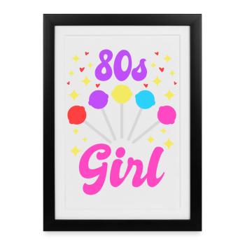 Fille des années 80 - Affiche encadrée (27 × 37 cm) - noir - Devant