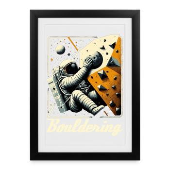 Bouldering Astronaut Spaceman Gift - Framed poster (27 × 37 cm) - black - Front