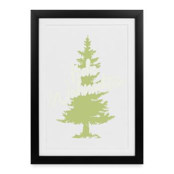 Merry Christmas Fir Forest Tree Spruce Symbol - Framed poster (27 × 37 cm) - black - Front