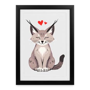 Kleiner Luchs mit Herz – Niedlich & Wild - Gerahmtes Poster (27 × 37 cm) - Schwarz - Vorne