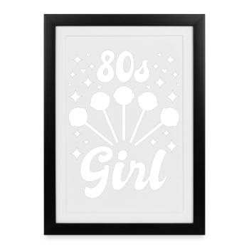 80er Jahre Mädchen - Gerahmtes Poster (27 × 37 cm) - Schwarz - Vorne