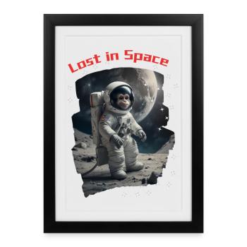Lost in Space - Monkey as Astronaut - Framed poster (27 × 37 cm) - black - Front