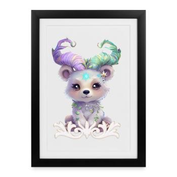 Ourson magique en paillettes pastel. - Affiche encadrée (27 × 37 cm) - noir - Devant