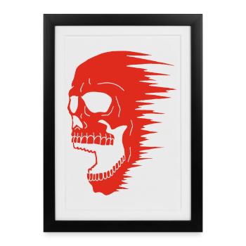 Crâne rouge et vitesse - Affiche encadrée (27 × 37 cm) - noir - Devant