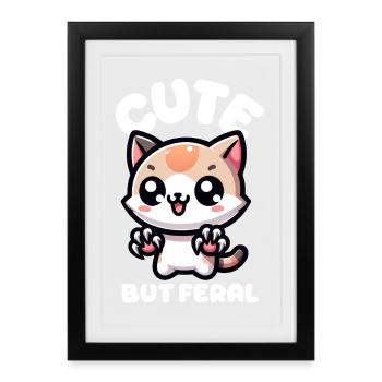 Cute but wild cat - Framed poster (27 × 37 cm) - black - Front