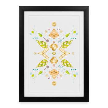 Symbole fait de feuilles, de pierres précieuses, d’optique et de géométrie - Affiche encadrée (27 × 37 cm) - noir - Devant