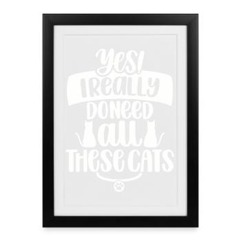 Conception de citation fantaisiste d’amoureux des chats - Affiche encadrée (27 × 37 cm) - noir - Devant