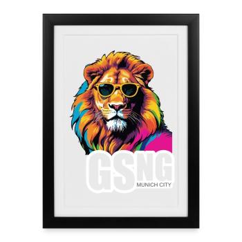 Giesing - Le quartier de Munich où vivent les lions ! - Affiche encadrée (27 × 37 cm) - noir - Devant