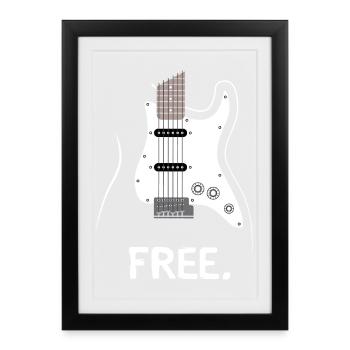 Guitare électrique Free Rock Music Design - Affiche encadrée (27 × 37 cm) - noir - Devant