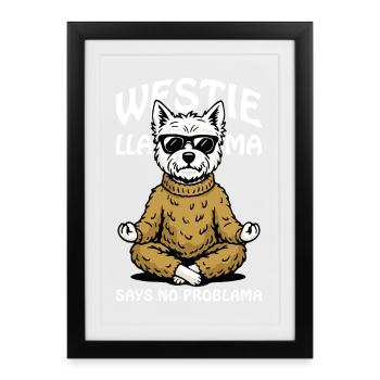 West Highland White Terrier meditiert - Gerahmtes Poster (27 × 37 cm) - Schwarz - Vorne