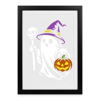 Ghost, Halloween Party Costume - Pumpkin - Framed poster (27 × 37 cm) - black - Front
