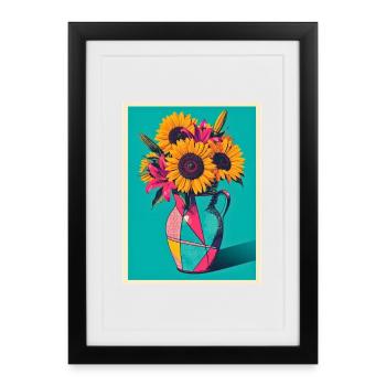 Pop Art Flower Vase - Framed poster (27 × 37 cm) - black - Front