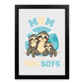 Maman Fier de Ses Garçons Maman Fier de Ses Garçon - Affiche encadrée (27 × 37 cm) - noir - Devant