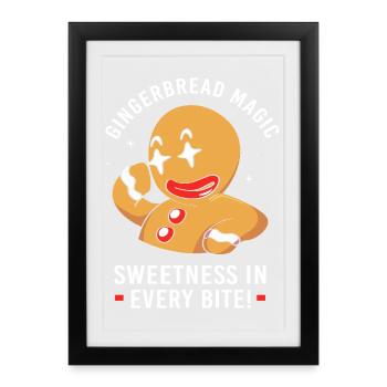 Bonhomme en pain d'épices Pain d'épices de Noël - Affiche encadrée (27 × 37 cm) - noir - Devant