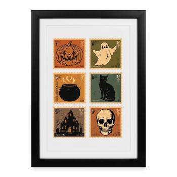 Vintage Halloween Monsters Declension - Framed poster (27 × 37 cm) - black - Front