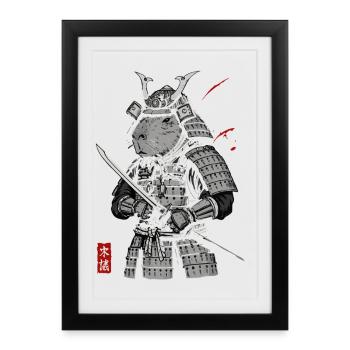 Otaku Cat Samurai  - Framed poster (27 × 37 cm) - black - Front