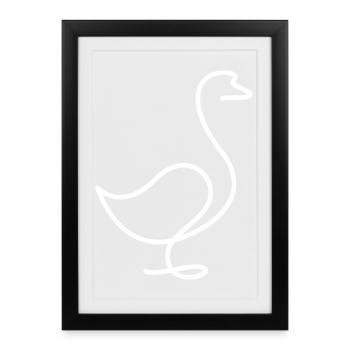 Duck or Goose Sketch – Minimalist Motif - Framed poster (27 × 37 cm) - black - Front