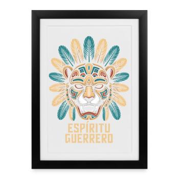 Espiritu Guerrero Aztec Mexican Pride - Affiche encadrée (27 × 37 cm) - noir - Devant