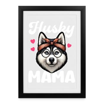 Husky Mama Bandana Glasses - Framed poster (27 × 37 cm) - black - Front