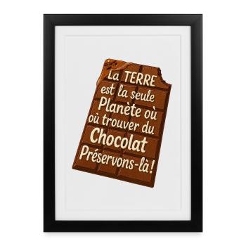 Chocolat Terre Sauvez-la - Affiche encadrée (27 × 37 cm) - noir - Devant