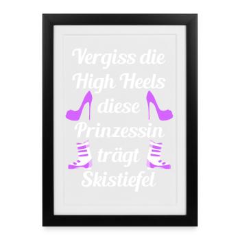 La princesse porte des chaussures de ski – Ski Saying Women - Affiche encadrée (27 × 37 cm) - noir - Devant