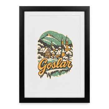 Winter in Goslar in the Harz Mountains - Framed poster (27 × 37 cm) - black - Front