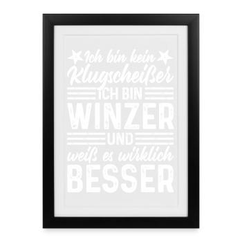 Winemaker - Pas un vigneron malin Funny Wine - Affiche encadrée (27 × 37 cm) - noir - Devant