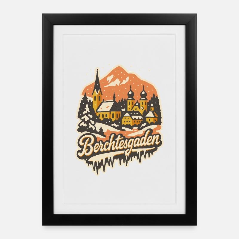 La magie de l’hiver à Berchtesgaden - Affiche encadrée (27 × 37 cm) - noir