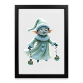 Winter Gnome with Jingle Bells - Framed poster (27 × 37 cm) - black - Front