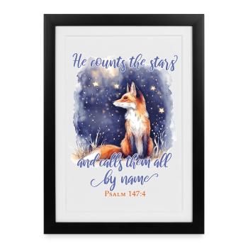 Fox Bible Verse Christian - Affiche encadrée (27 × 37 cm) - noir - Devant
